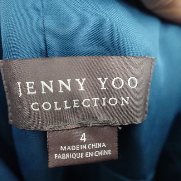 Jenny Yoo Annabelle Convertible Tulle Bridesmaid Dress Vintage Teal Strapless 4 - Picture 9 of 16